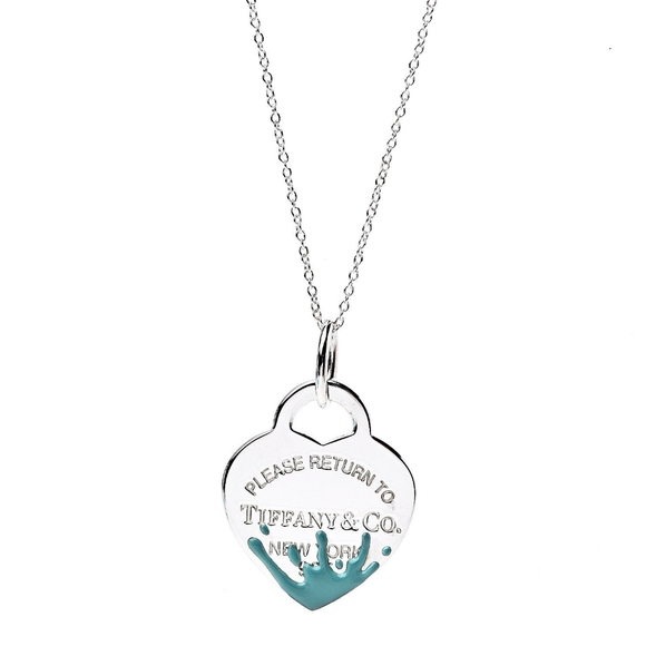 Tiffany & Co. Jewelry - Tiffany & Co. Return to Tiffany Blue Splash Heart Tag Charm Necklace Authentic!